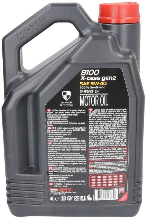 Moottoriöljy Motul 109775 8100 X-Cess Gen2 5w40 4l