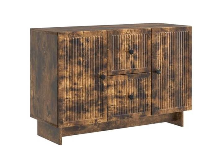 Roanoer Sideboard Geräucherte Eiche 89 x 34,5 x 60 cm Holzwerkstoff Kommode Kompakter Anrichte-Schrank aus Holzwerkstoff für Wohnzimmer und Flur, bietet strukturierten Stauraum mit Schubladen.