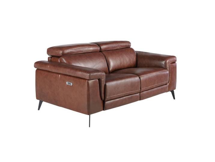 Angel Cerda 2-Sitzer-Relaxsofa aus braunem Leder, Braun, Schwarz, Echtholz,Kiefer, Essen/Getränk, Füllung: Polyurethan (PUR),Polyurethan (PUR),Polyurethan (Pur), einzeln stellbar, 170x99x103 cm, Wohnzimmer, Sofas & Couches
