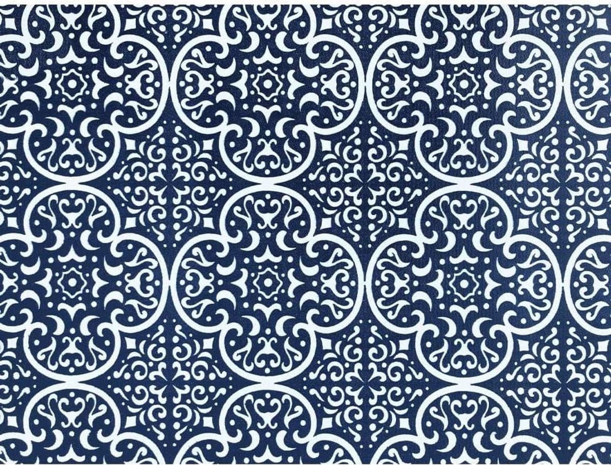 Donkerblauwe vloerloper met oosters patroon voor de keuken, hal of badkamer, 65 x 100 cm