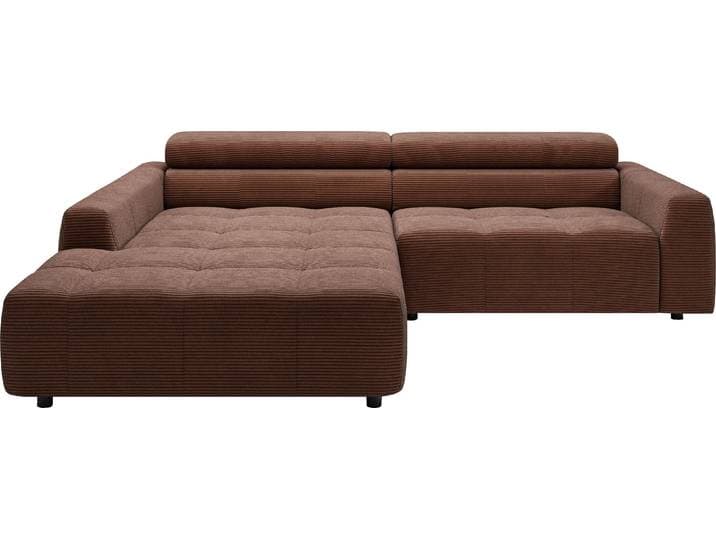 Ecksofa 3C CANDY Denver auch mit Cord- und Easy care-Bezug, Kopfteilverstellung L-Form , braun (rost), B:258cm H:68cm T:217cm, 88% Polyester, 12% Polyacryl, Sofas, Ecksofa, wahlweise. mit motorischer Sitztiefenverstellung