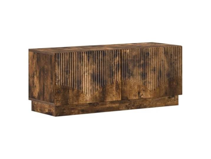 KGFHERENB 2er Set TV-Schrank Raucheiche Holzwerkstoff 49x35x40 cm Kompakte Lowboards fürs Wohnzimmer und Schlafzimmer mit umkehrbarer Türmontage und praktischem Stauraum.