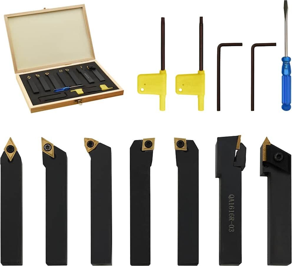 vidaXL Jeu d’outils de tournage indexables 12 pcs 16x16 mm 100 mm