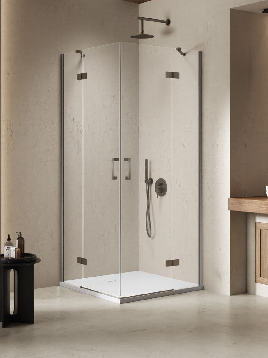 New Trendy Nesta Gunmetal Brushed kabina 110x100x200 cm drzwi podwójne grafit szczotkowany/szkło przejrzyste K-4773