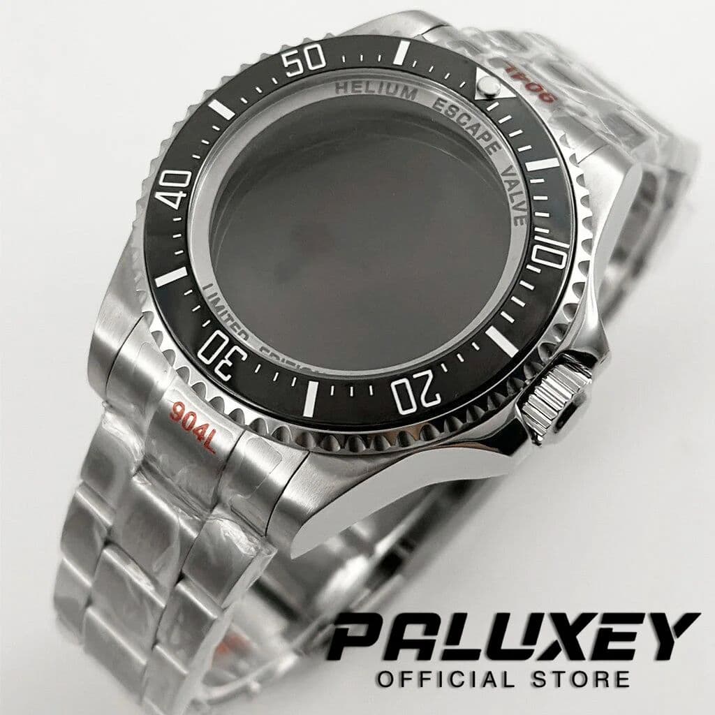 LIYAN 44MM Silver Sapphire Crystal DEEP SEA Homage Big Watch Case With Bracelet Compatible Fit NH35 NH36 NH34 NH38 NH39 NH70 Movement