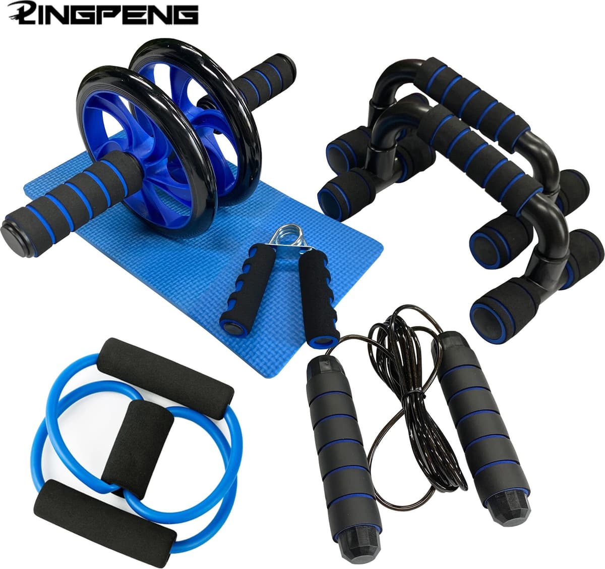 NONE Abdominal Wheel Set Grip Push-up Bracket Abdominal Wheel Skipping Rope Combination Set Home Sports Fitness Workout Equipments