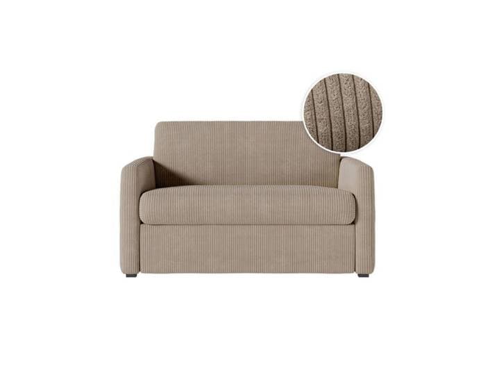 Fauteuil AGATHE convertible express couchage quotidien 100x190cm en velours côtelé taupe - Matelas 13cm