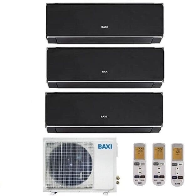 Climatizzatore Condizionatore Baxi Inverter Trial Split Halo Nero Specchiato 12000+12000+12000 Con Lsgt70-3m R-3212+12+12 - New
