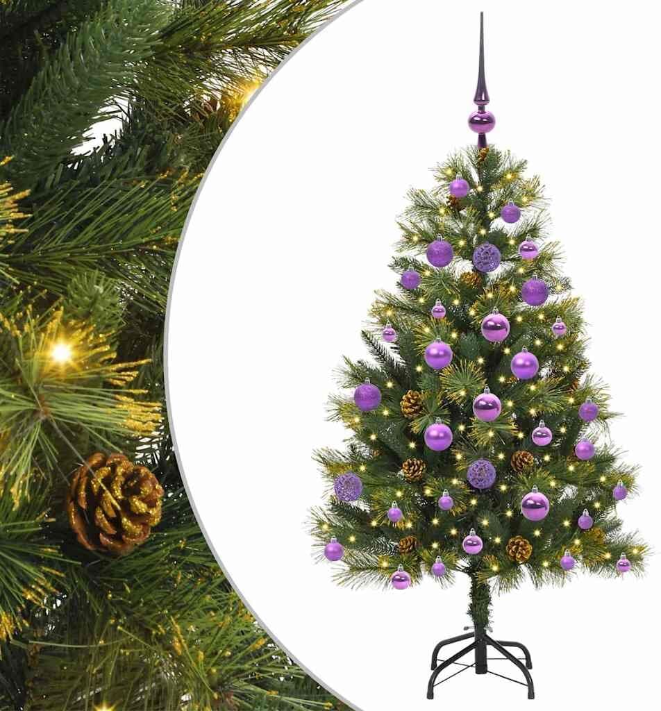 vidaXL Sapin de Noël artificiel avec branches pliables et cônes 120 cm