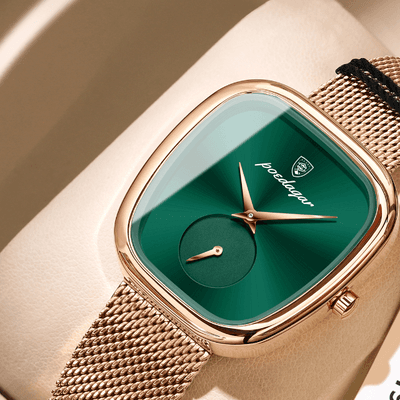 Youfap Market Waterproof Watch For Women, Luxury Fashion Elegant Ladies Watch, Stainless Steel Quartz Women's Watches rose Gold Green