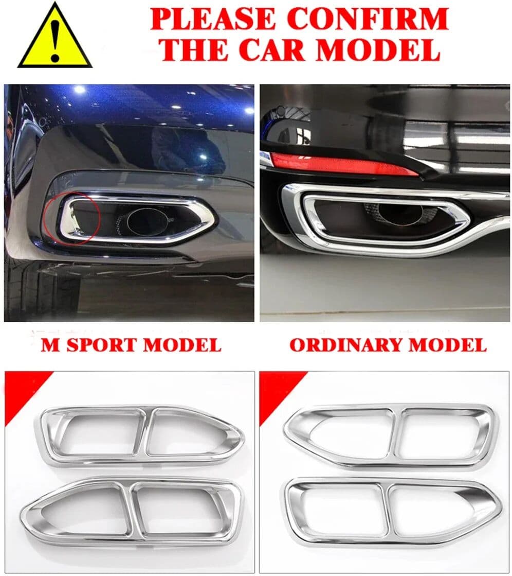 NONE Yubao 2Pcs Glossy Black Steel Car Exhaust Muffler Pipe Tip Cover Trim For BMW 7 Series G11 G12 730 740 750li 2016 2017 2018