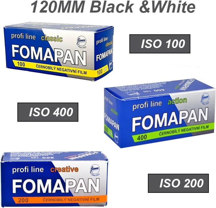3 Rolls Original 120mm FOMAPAN 100 Black White Negative Film ISO 100 200 400 Suitable for Kodak Fuji 120 Film Camera