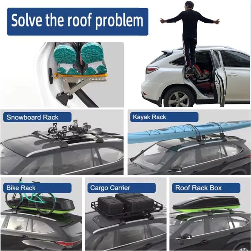 NONE Car Door Step Foldable Universal Fit Door Hook Step StandPedal for Car Roof Access, Roof Rack Foot Step Rooftop Doorstep Car SUV