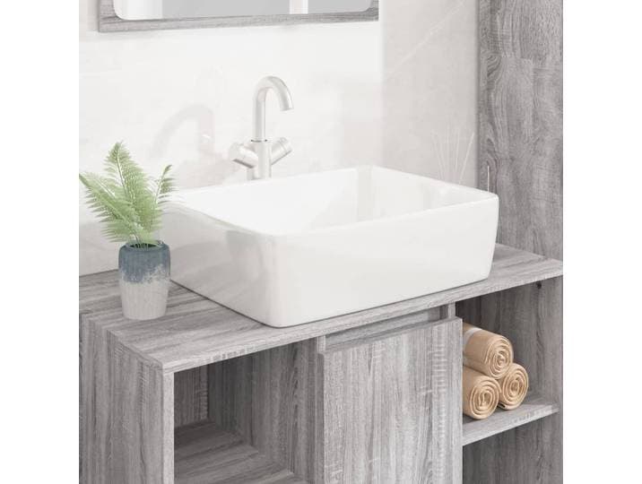 vidaXL Waschbecken Weiß 48x37x13 cm Keramik Rechteckig