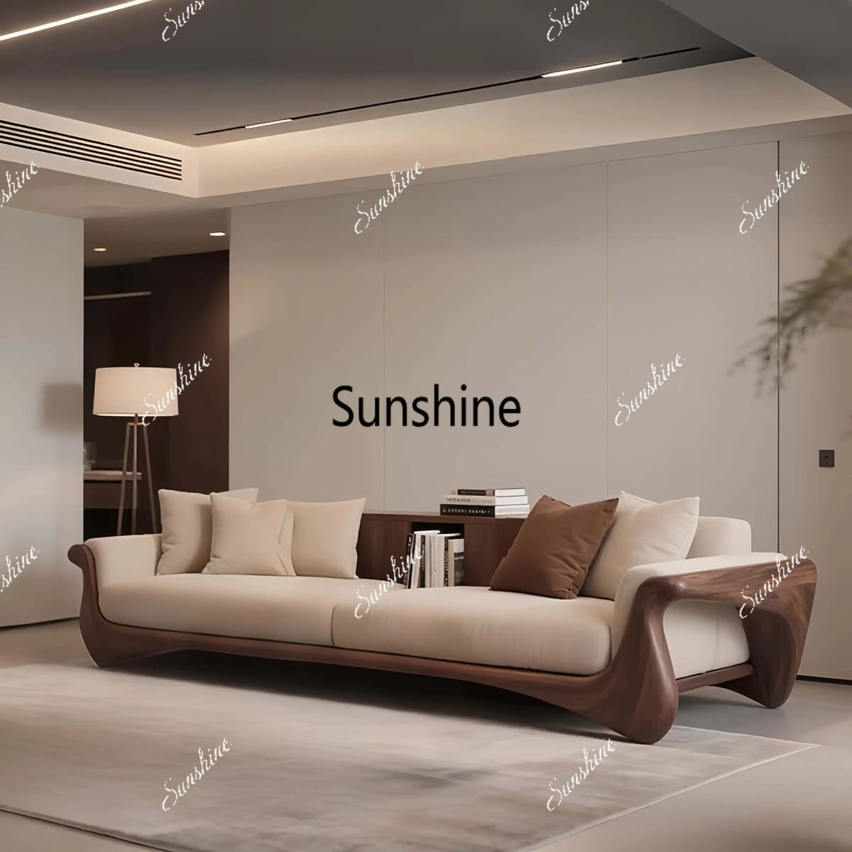 NONE Y Chinese-style solid wood living room sofa size apartment home office reception three people straight row