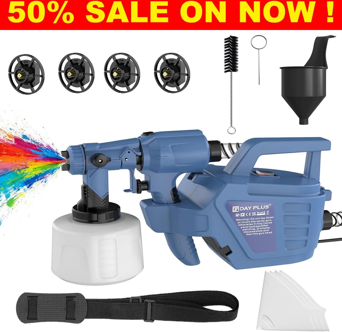 NONE 2800W Fence Paint Sprayer Electric Fence & Decking Paint Sprayer   3m Cable + 2.5m Hose for Easy Movement   4 Nozzles & 1300ML Detachable Container for Fences, Sheds, Decking, Garden Furniture