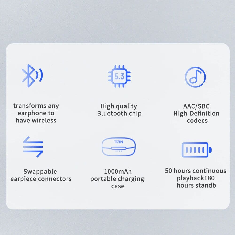 linsoul TRN BT20 Pro True Wireless Bluetooth 5.3 Earphone Module HiFi Earphone Upgrade Cable /MMCX Connector Replaceable Plug Ear Hook