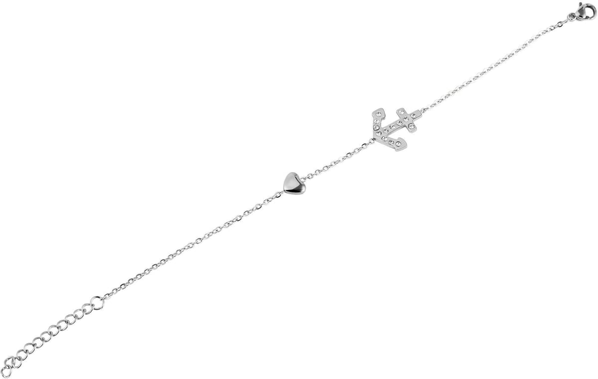 Armband ADELIA´S "Armband aus Edelstahl mit Strass Steinchen 16+3 cm", silber, Armbänder, Damen, 19cm, Edelstahl, Armband, Perfekt als Geschenk für besondere Menschen