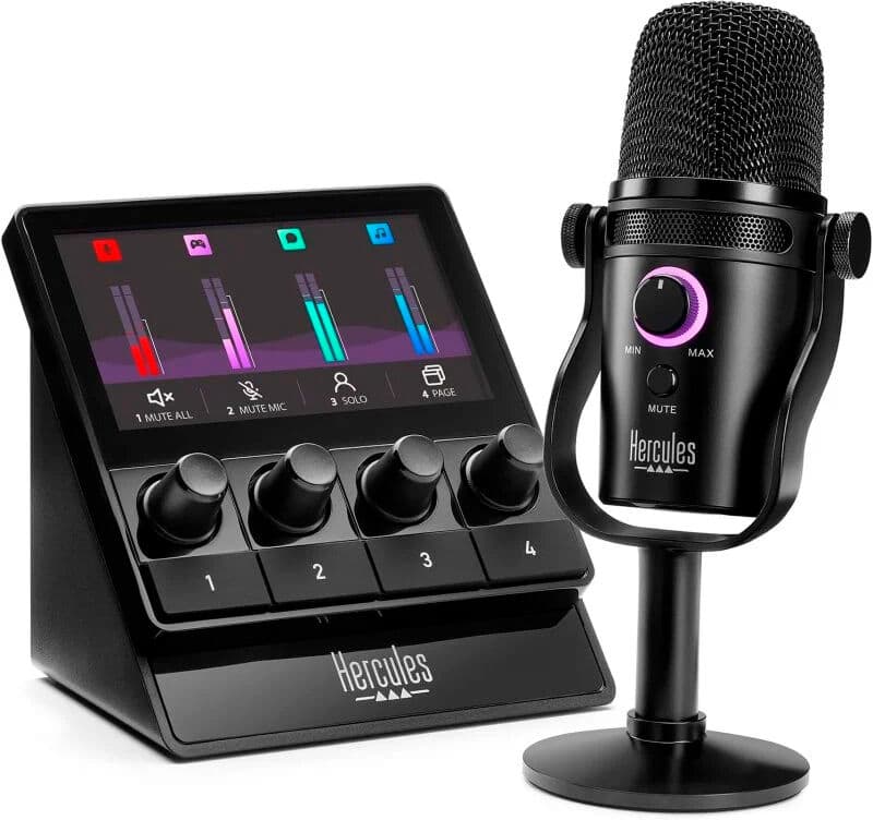 Micrófono y controlador Hercules DJ Stream Starter Kit para streaming