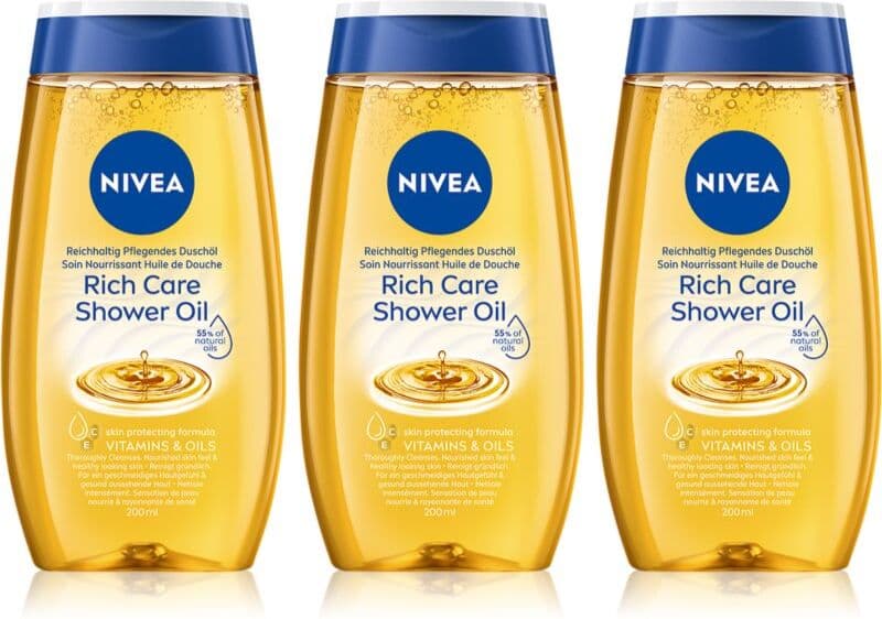 NIVEA Rich Care Duschöl für trockene Haut 3 x 200 ml