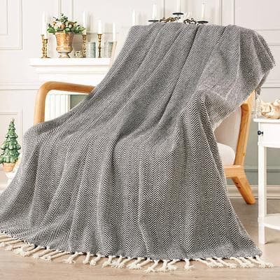 Home Soft Things Extra Cozy Chevron Knit Throw Super Soft Knitted Blanket for Couch