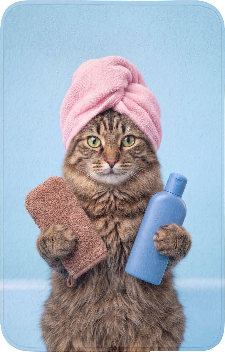 Antislip WC mat met kattenprint - 50 x 80 cm