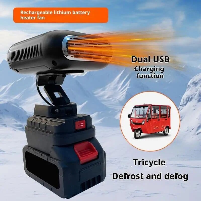 NONE 1Pcs 21V Li-ion Batteries Heating Air Warmer / Cooling Blower Wireless Winter Car Heater 2 USB Ports For Phone Charging