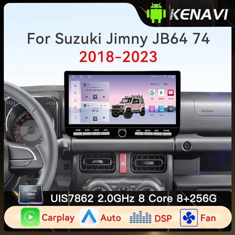 KENAVI Car Stereo Radio For Suzuki Jimny JB64 JB74 2018‑2023 Wireless Carplay Android Auto DSP AM FM RDS BT Multimedia Player Head Unit