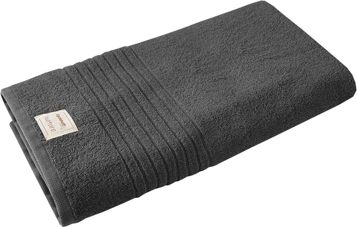 Badetuch DYCKHOFF "Nature", grau (anthrazit), B:70cm L:200cm, Frottier, Obermaterial: 100% Baumwolle, Handtücher, Badetuch anthrazit B/L: 70cmx200cm, 1 Stk., Frottier