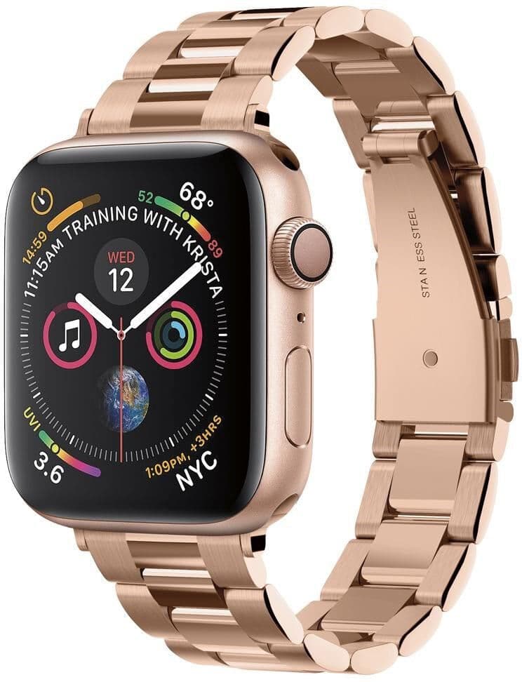 Apple Watch (38/40/SE/41/42mm) Spigen Modern Fit Band - Rustfritt Stål Reim med Pinner - Rose Gull