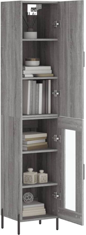 vidaXL Buffet haut Sonoma gris 34,5x34x180 cm Bois d'ingénierie