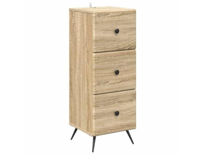 MNCVXAXG Schrank mit Schubladen Eiche Sonoma 33 x 34,5 x 90 cm Technisches Holz, 3 Schubladen, verstellbare Einlegeböden, einfache Montage, für Büro und Zuhause