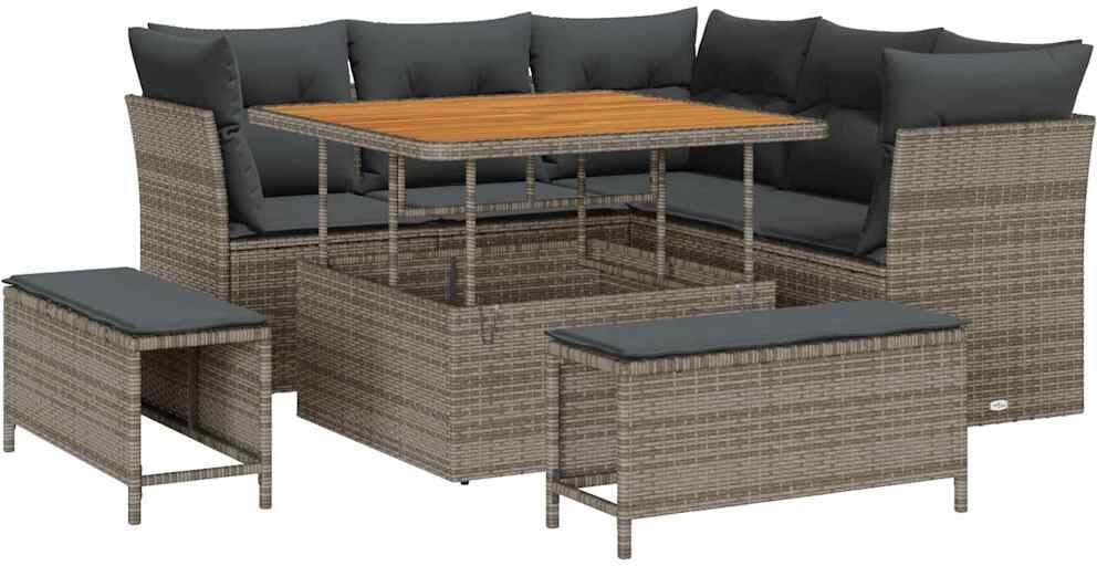 vidaXL Ensemble de canapé de jardin 8 pc Gris polyrotin