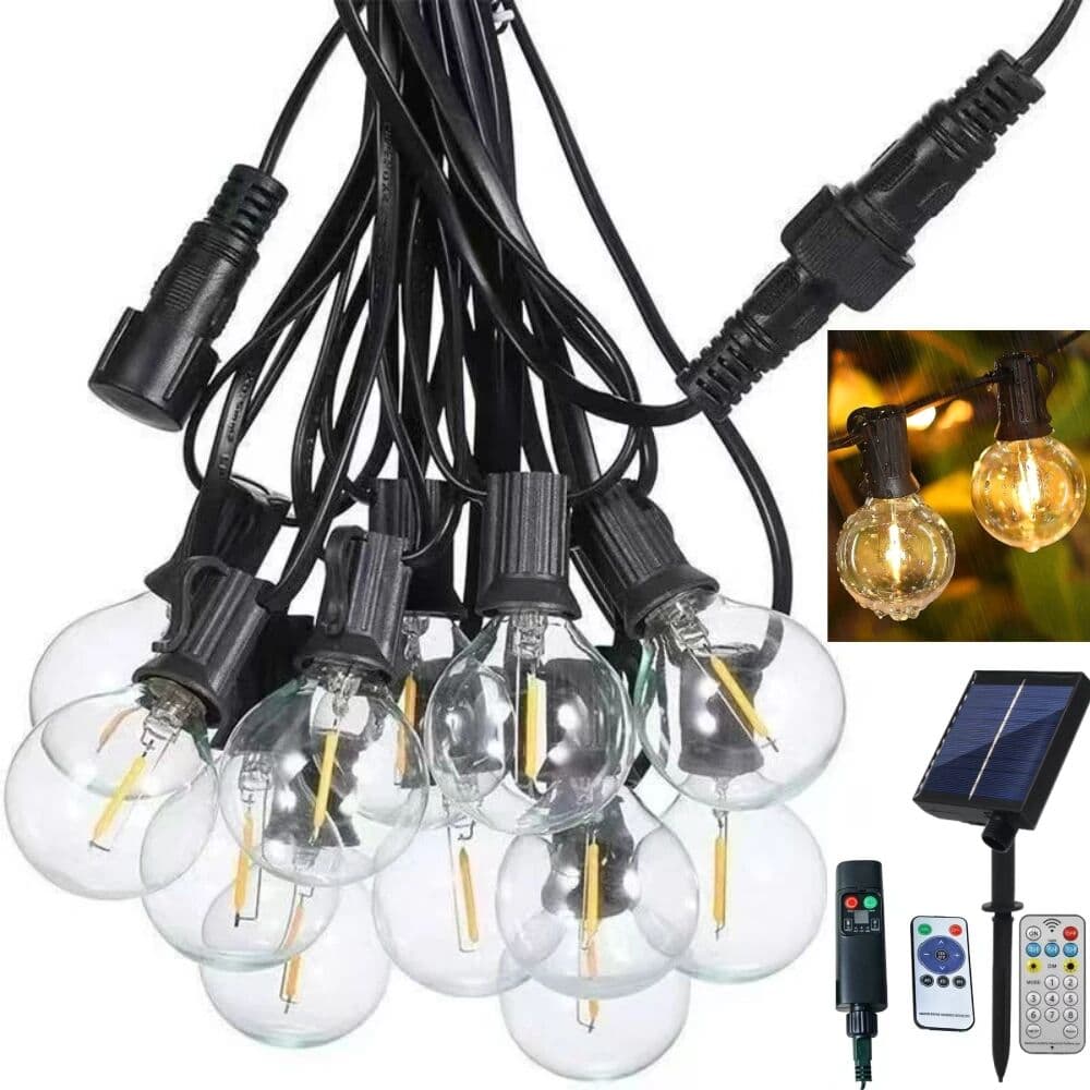 HEGEHE G40 Solar USB Charge LED Light String 10/25Bulbs Outdoor Waterproof Globe Bulb Decoration For Garden Courtyard Wedding Party
