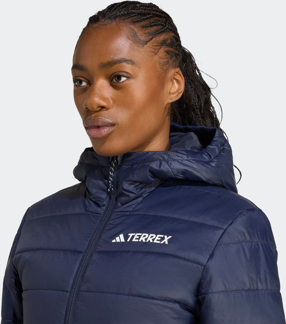 Steppjacke ADIDAS TERREX "MULTI ESSENTIALS CLIMAWARM ISOLIERENDE", Damen, Gr. L, blau (legend ink), Obermaterial: 100% Polyamid, Jacken Steppjacke, wärmend durch Climawarm Technologie, mit Kapuze legend ink L