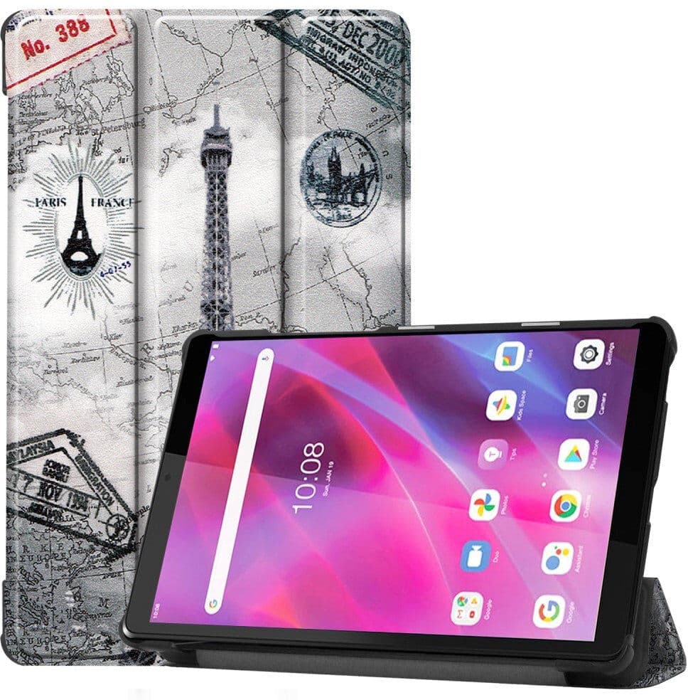 TABLETCOVERS.DK Lenovo Tab M8 (3rd Gen.) 8" Tri-fold Flip Cover m. Vågeblus Funktion - Eiffeltårnet