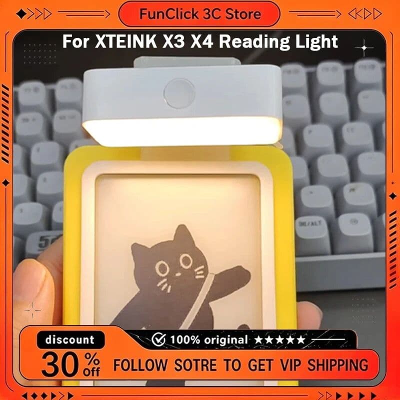 FYZS For XTEINK X3 X4 Reading Light E-ink Electronic Reader Accessories USB Rechargeable LED Lamp Anti-Drop Shell 4.3