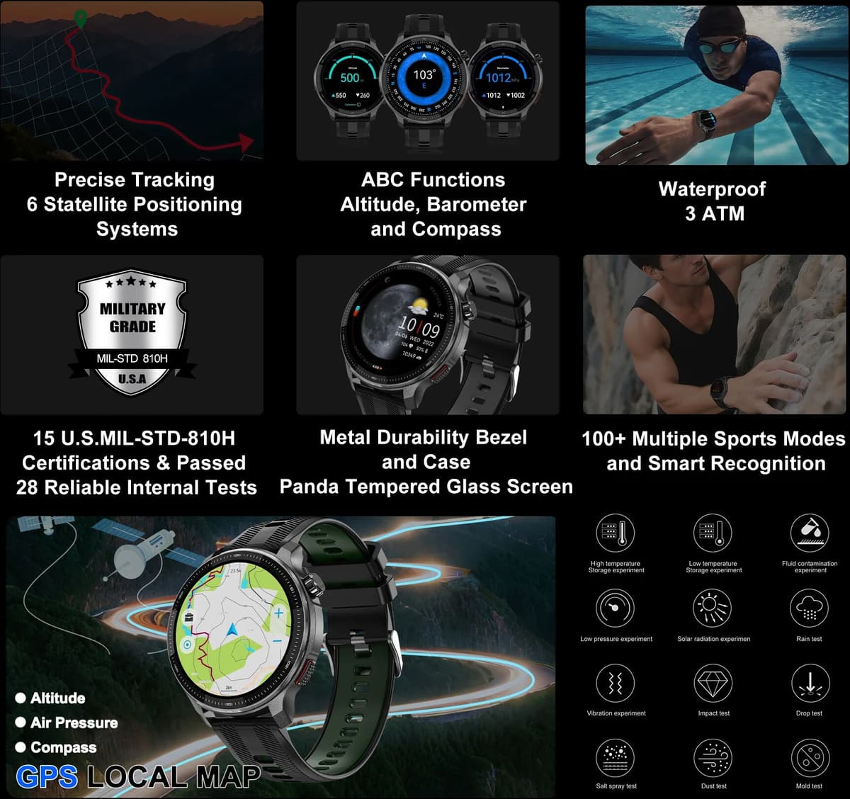GUHUAVMI Smart watch Men 4GB Memory With GPS Offline MapsLocal music Video Player Custom dial AMOLED display Sports Waterproof Smartwatch