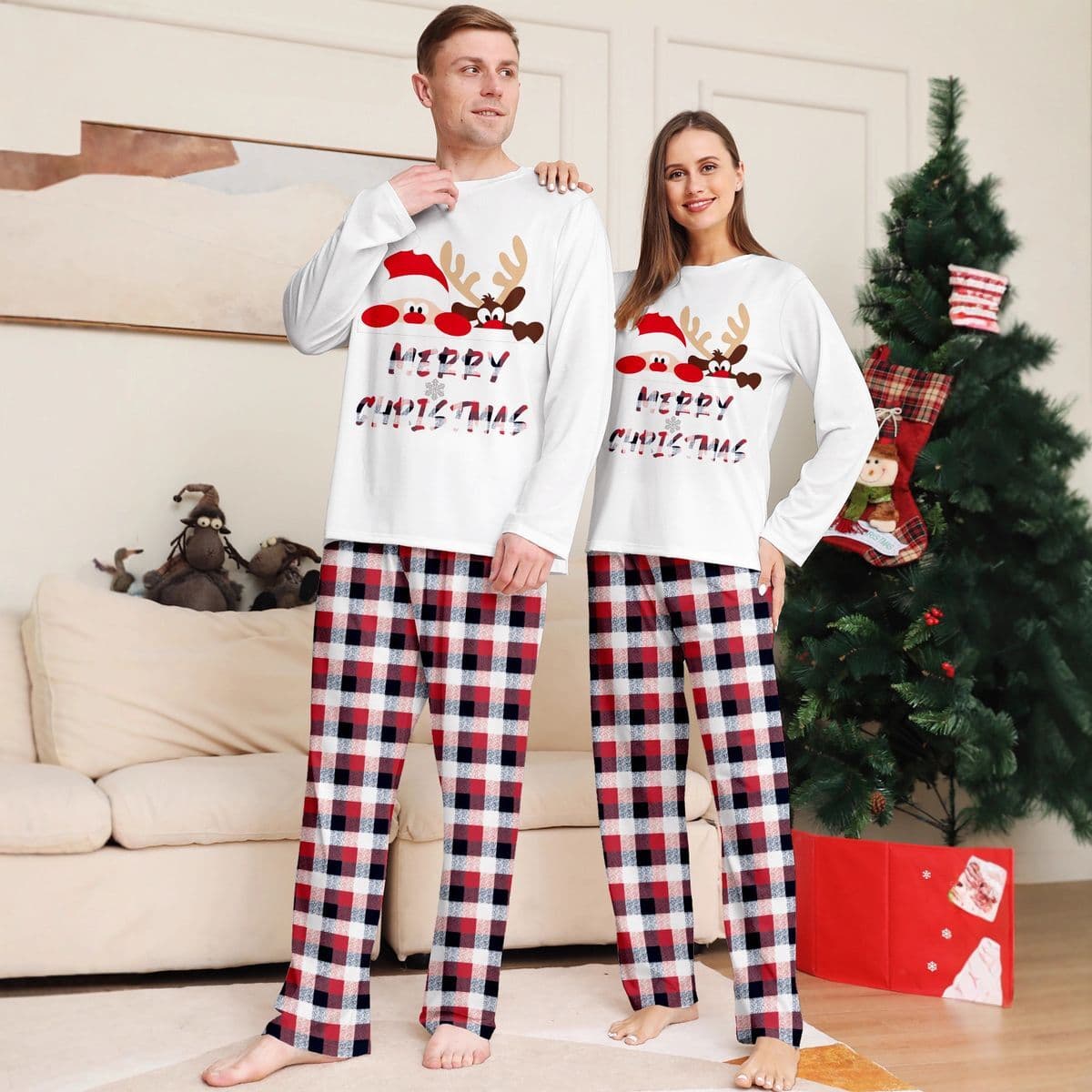 Julepyjamas Merry Christmas Til Dame - Match Hele Familien (S)