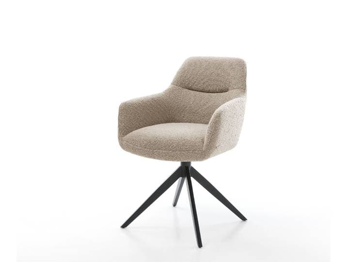 Draaistoel Pejo-Flex bouclé mud kruisframe breed zwart 360° draaibaar rocker-functie pocketveer kern