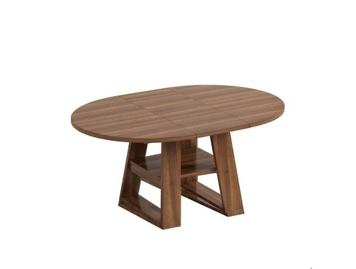 Table à manger extensible MDF - Ø 110 à 150 x 110 cm - décor noyer