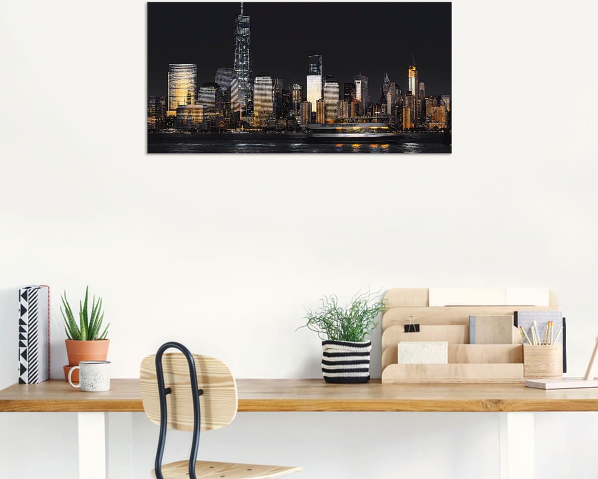 Wandbild ARTLAND "New York Financial Distrikt", grau (farbe bild(er): grau), B:40cm H:20cm, Bilder, als Alubild, Leinwandbild in verschied. Größen