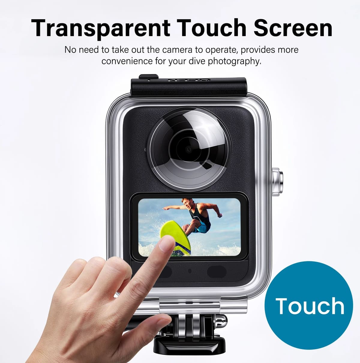 Walking Way Waterproof Case for DJI Osmo 360 Anti-Fog Touch-Screen Underwater Camera Housing 45M Deep Diving Protective Shell