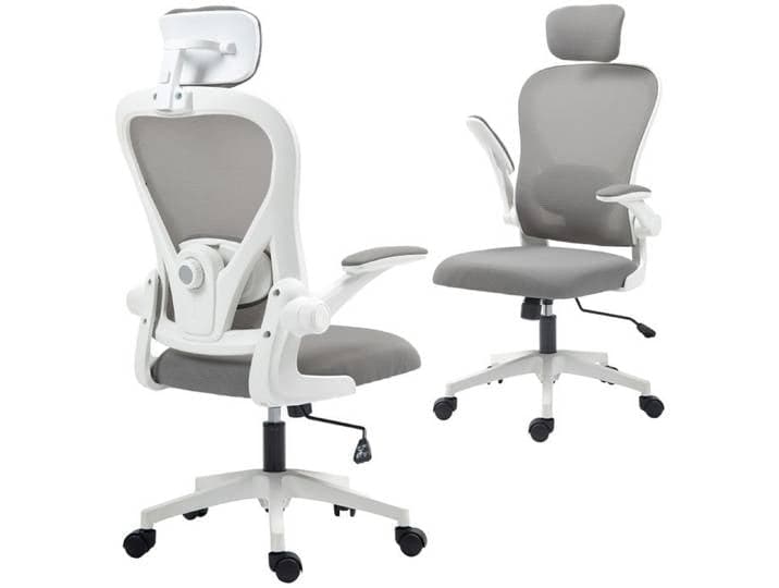 Chaise de bureau ergonomique hauteur réglable et sur roulettes siège pivotant pour poste de travail 64 x 63 x 125 cm gris