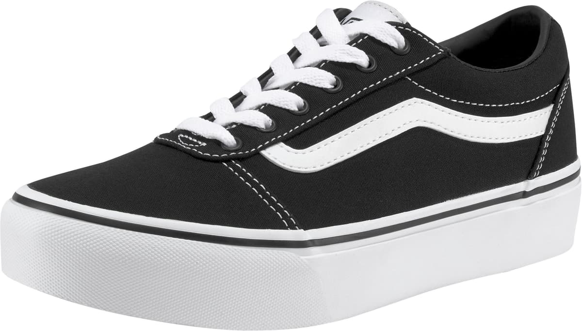 Plateausneaker VANS "Ward Platform", Jungen, Gr. 31.5, schwarz-weiss (schwarz, weiß), Textil, Schuhe Plateausneaker, aus textilem Canvas-Material schwarz, weiß 31.5