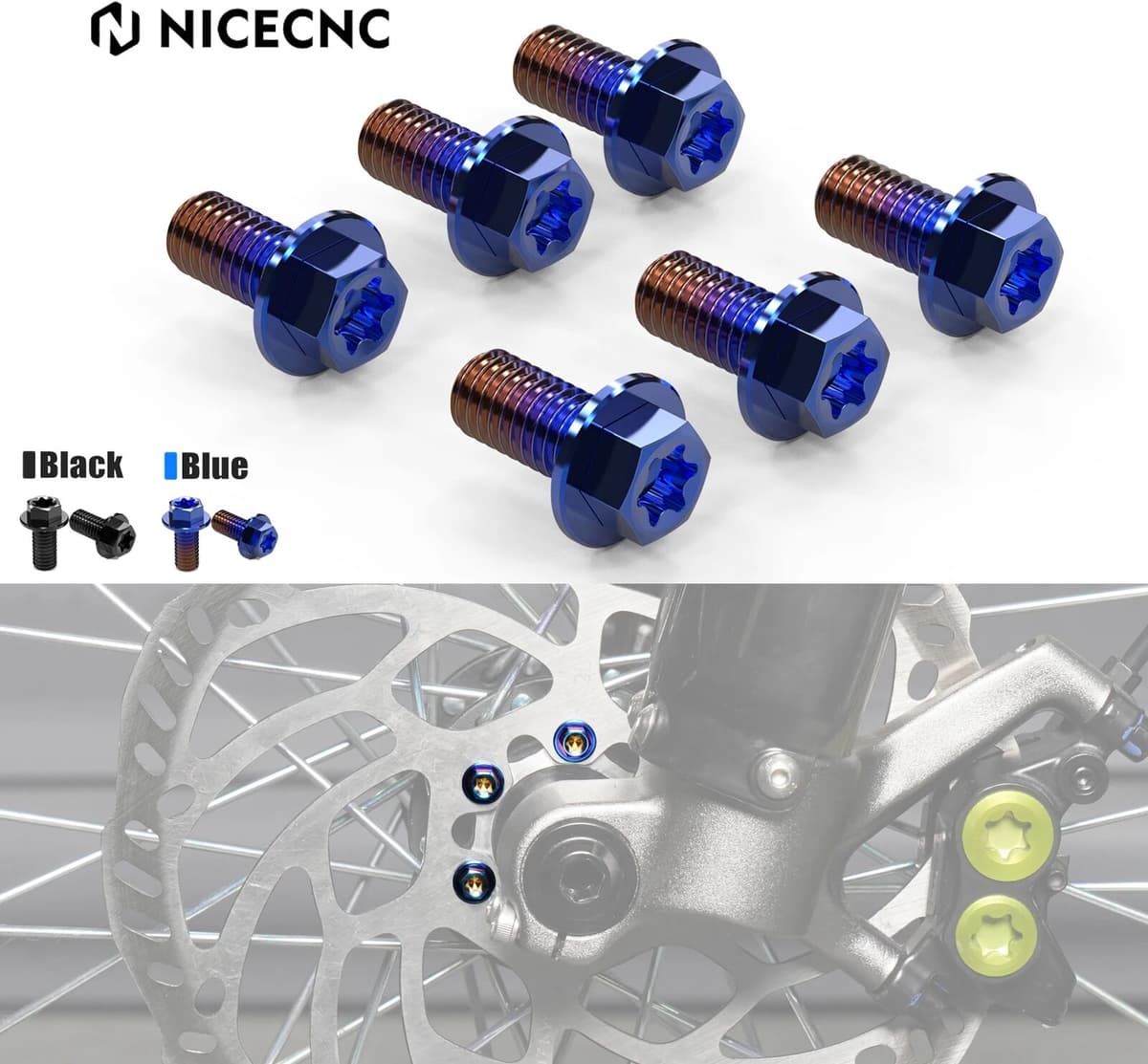 NICECNC For Surron Light Bee X 6PCS M5*10 Front Brake Disc Pad Screw For Sur-Ron Light Bee S L1E For Segway X160 X260 Electric Dirt Bike