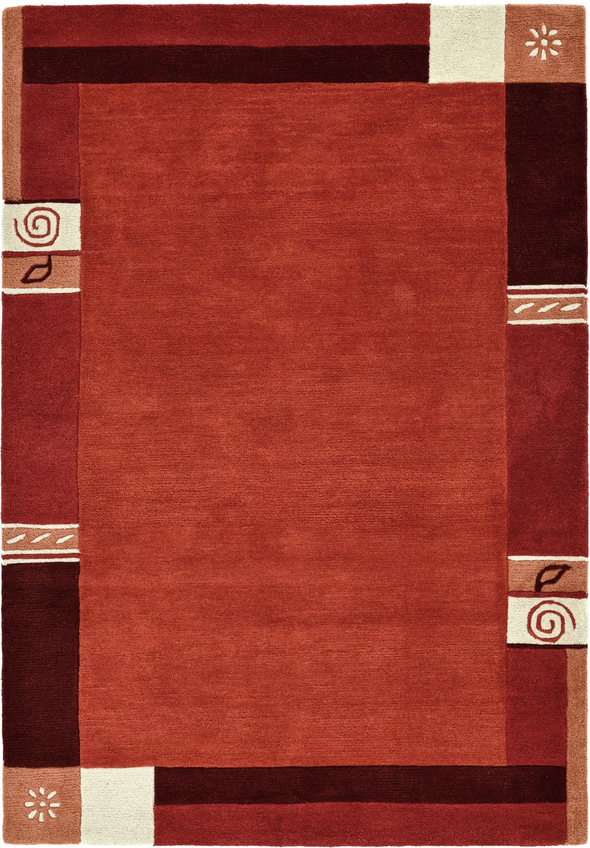 Wollteppich THEKO "Tromso, Wolle, Handgefertigt, Bordüre mit Hoch-Tief-Effekt" Gr. 1, rot, B:60cm H:15mm L:90cm, Wolle, Teppiche, Wollteppich, Wohnzimmer, Schlafzimmer, Esszimmer rot B : 60cm 1 Stk., 15mm, L: 90cm