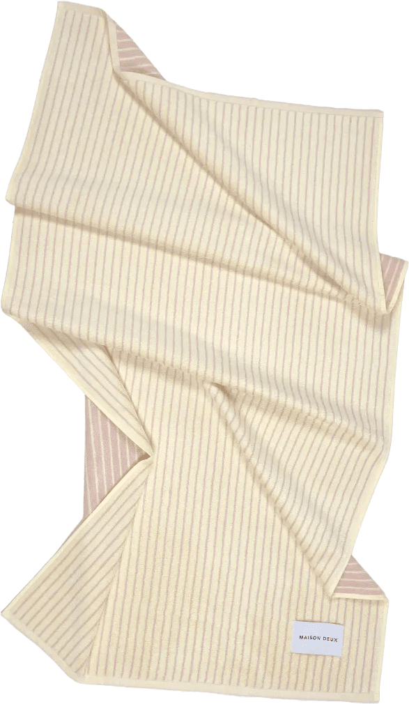 Maison Deux Dual Stripe Badehåndkle Butter Yellow Pink 70x140 Cm