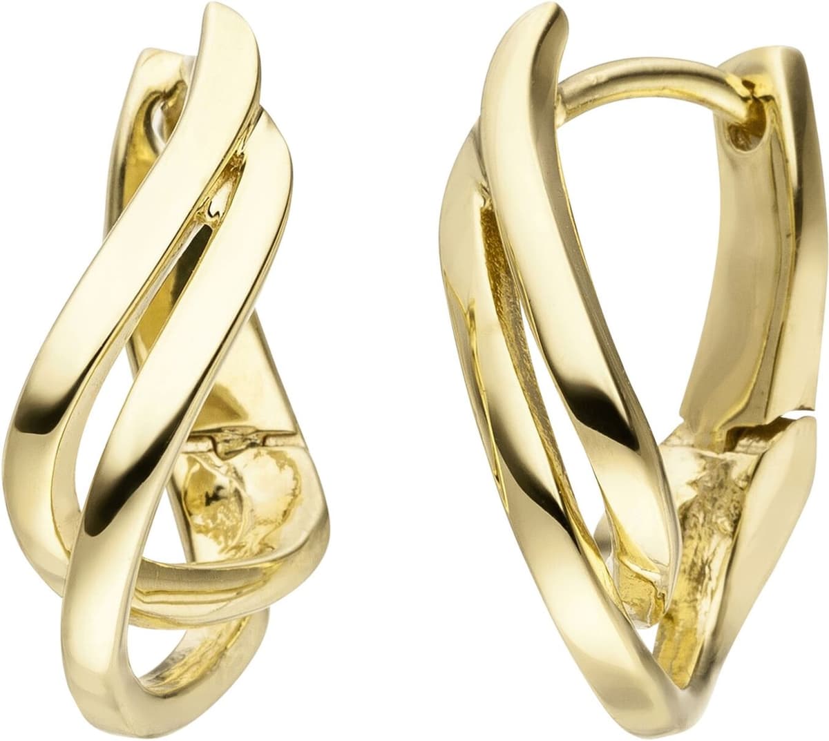 Paar Creolen JOBO, gelb (gelbgold 375), Ohrringe, Damen, Gelbgold 375, geschwungen 375 Gold