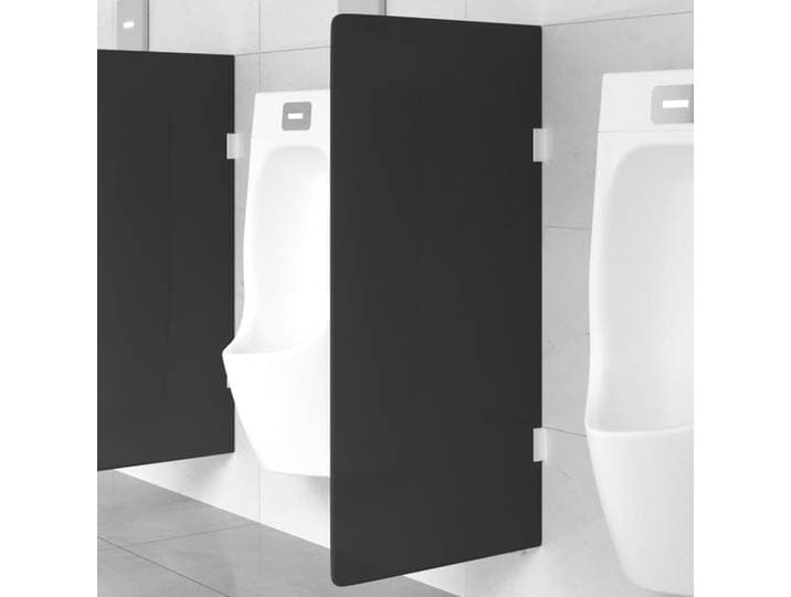 vidaXL Urinal-Trennwand Wandmontage Schwarz 90x40 cm Hartglas